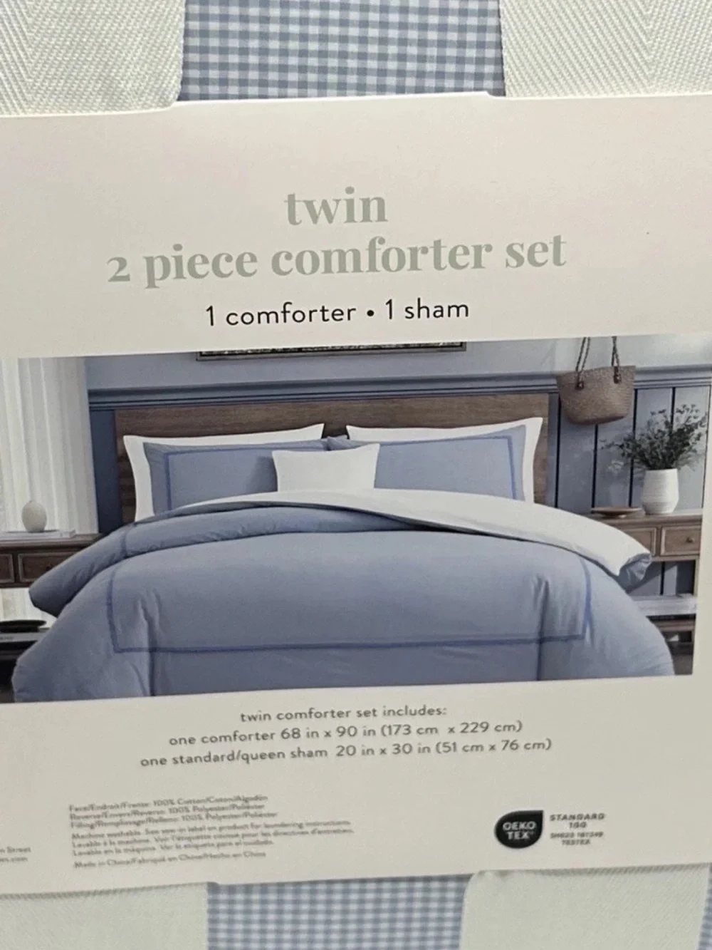 Peri Floral Twin Blue and White Twin Comforter Set 68”x90”